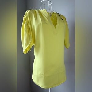 NWT Tahari XS/P Icy Lemon Yellow Blouse
